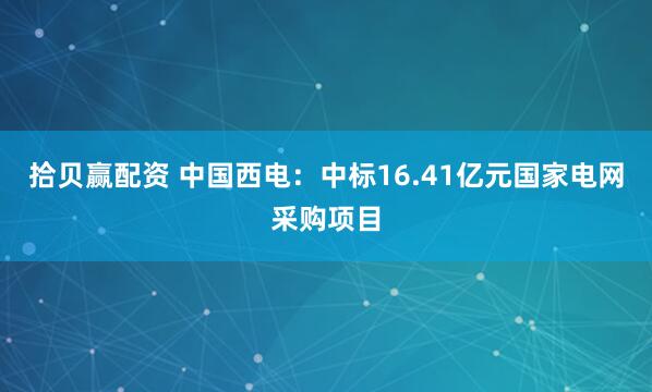 拾贝赢配资 中国西电：中标16.41亿元国家电网采购项目